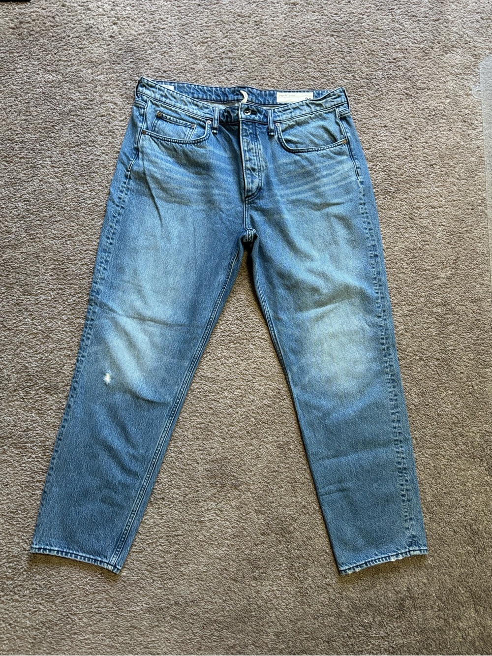 Rag & bone Mid Rise Boyfriend Jeans Size 34 Button Fly Blue Denim